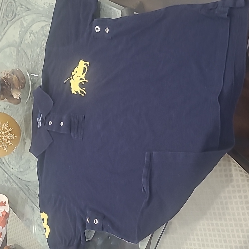 RALPH LAUREN MEN'S NAVY EMBROIDERY POLO SHIRT LARGE